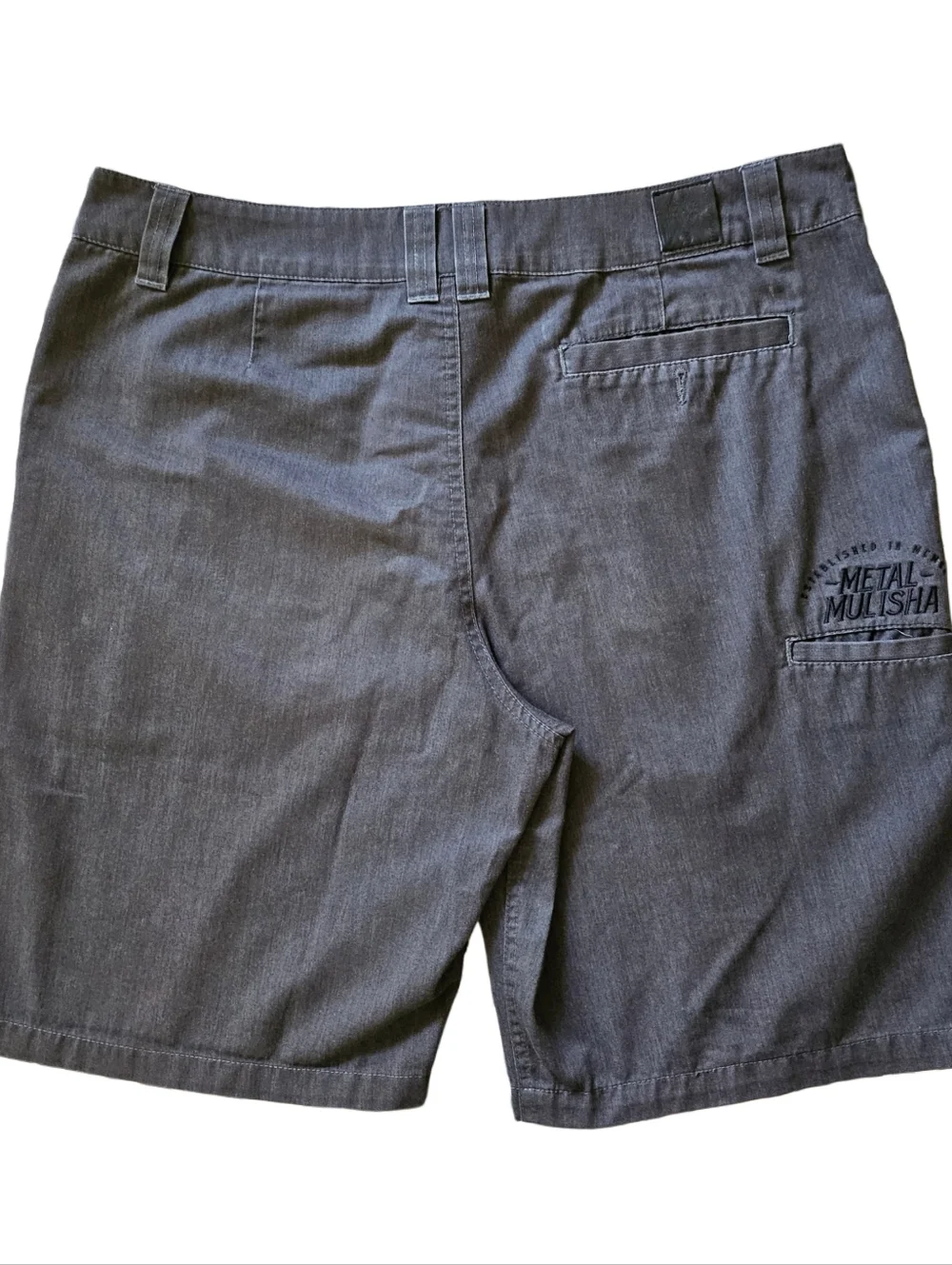 Metal Mulisha Mens Size 38 Gray Cargo Shorts Embroidered Logo w Pockets Cotton